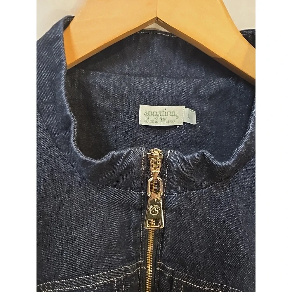Spartina 449 Morgan Dark Blue Y2K Old Money Denim Quiet Luxury L Urban Dress - Picture 7 of 10